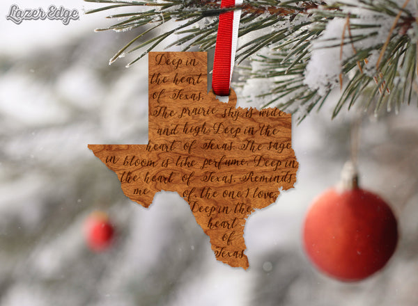 State Map Ornament Deep in the Heart TX