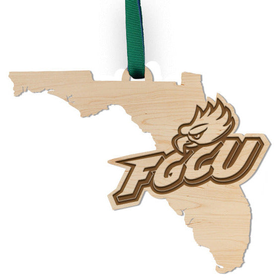 Florida Gulf Coast University Ornament FGCU Logo on State