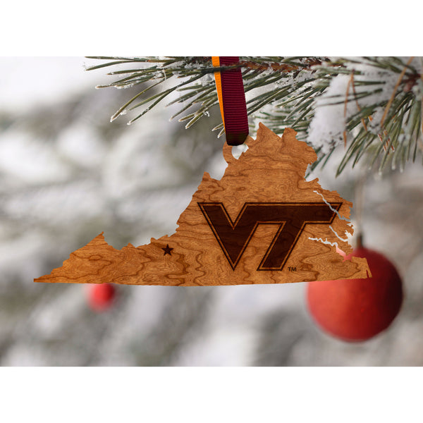 Virginia Tech Ornament VT on State