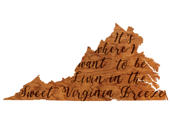 State Map Wall Hanging Sweet VA Breeze