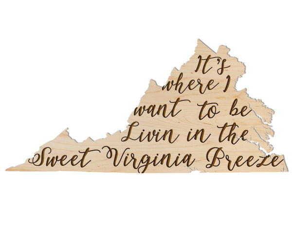 State Map Wall Hanging Sweet VA Breeze