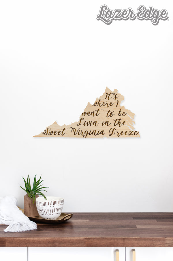 State Map Wall Hanging Sweet VA Breeze