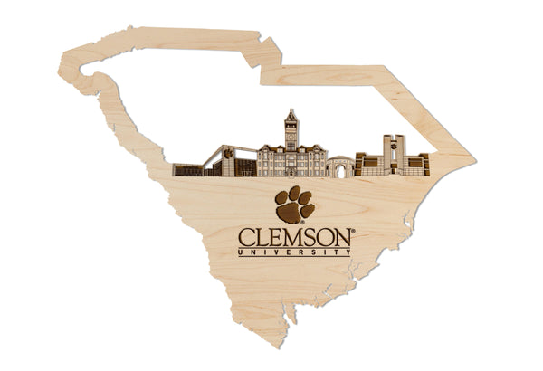 Clemson Wall Hanging Clemson Skyline on Outline