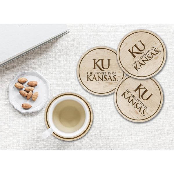 Kansas Jayhawk Coaster "KU" over Full Name Coaster Shop LazerEdge 